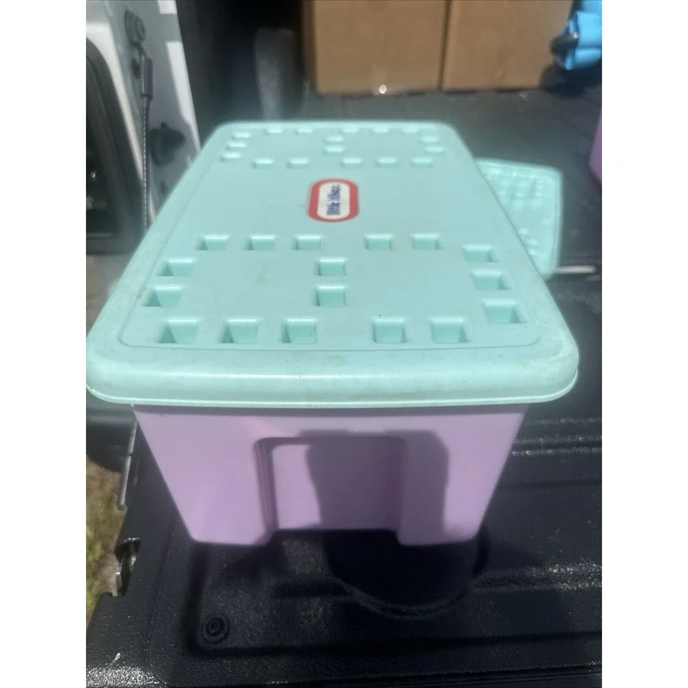63 Piece Vintage Little Tikes Wee Waffle Blocks 4” Pastel Colors With Box